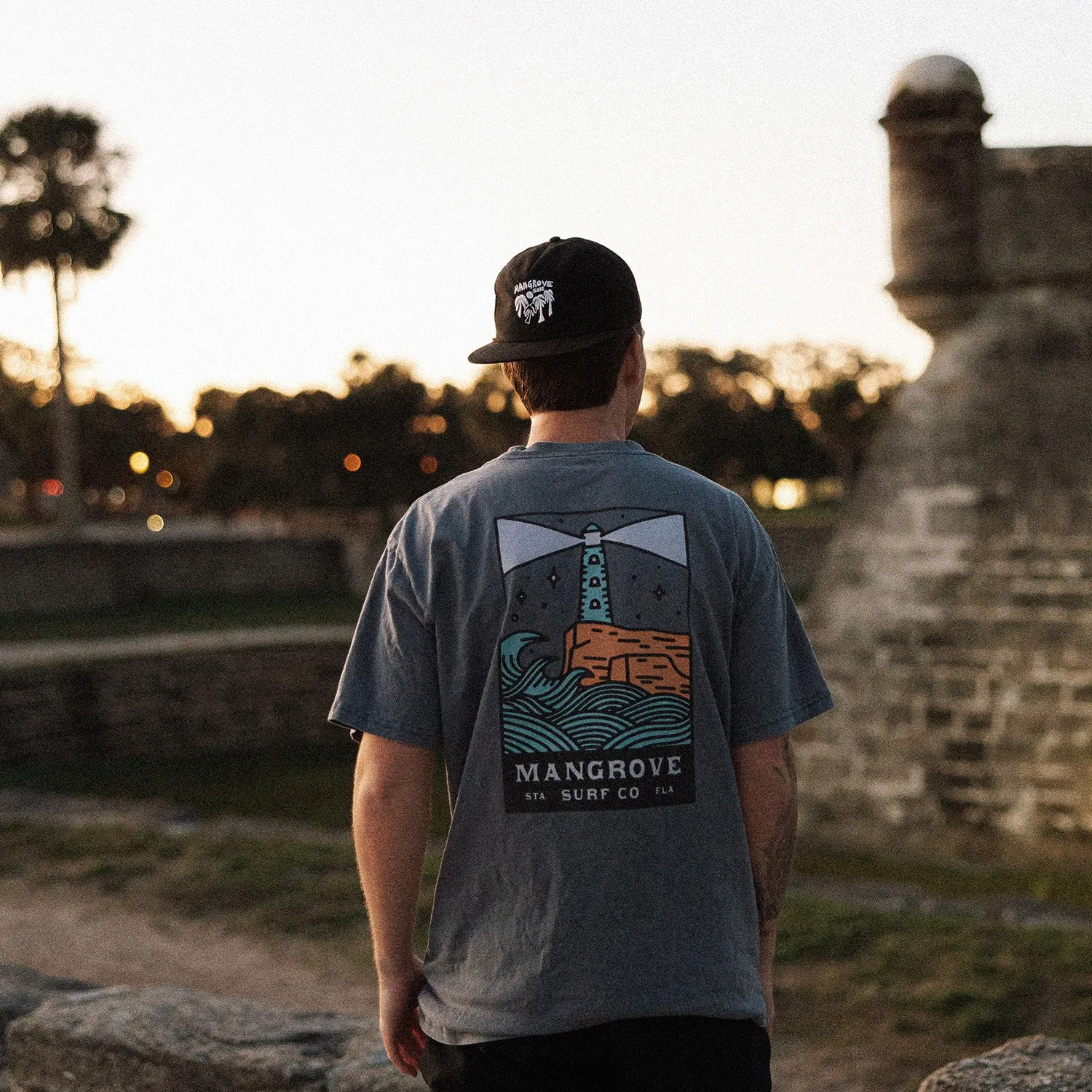 Mangrove lighthouse shirt photographed near the Castillo de San Marcos
